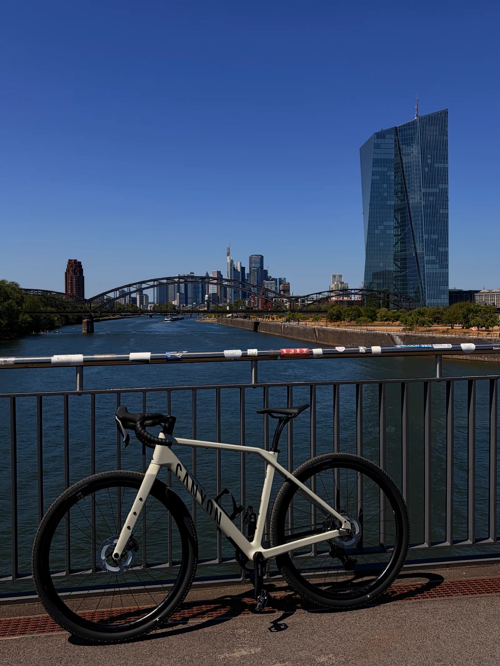 Ilhan's Canyon gravel bike beside the River Main in Frankfurt